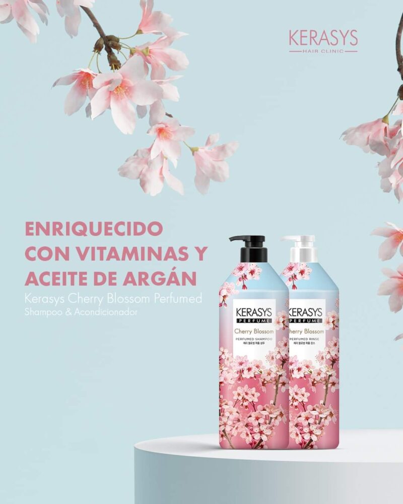 Shampoo perfume Kerasys Cherry Blossom - 1 Litro con Aceite de Argán y Flor de Cerezo - Imagen 4
